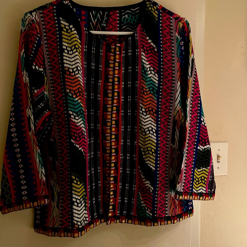 Ethnic jacket. Medium size in spite of the tag. Made in India.